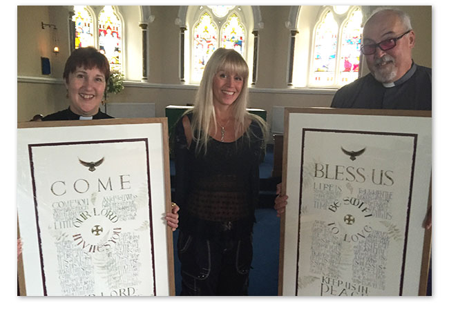 Tess Cooling Calligraphy presentation at St John's Church, Hedge End, Southhampton