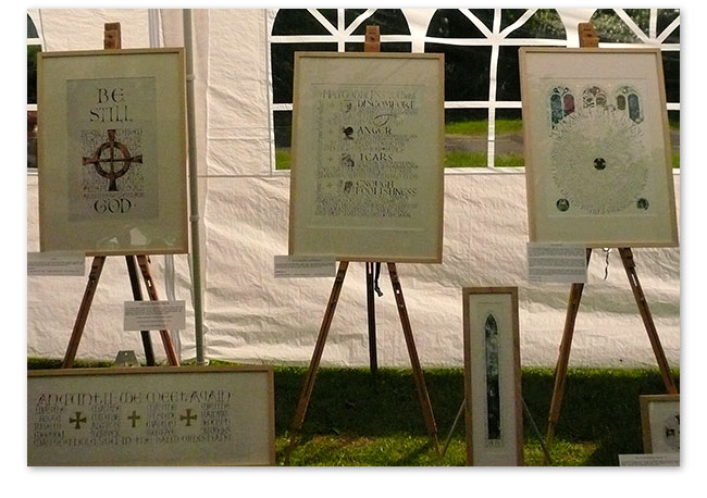 Tess Cooling Calligrapher Tess Cooling exhibits at Chepstow Castle
