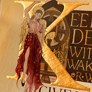 St Francis of Assisi.  Calligraphy print by Tess Cooling